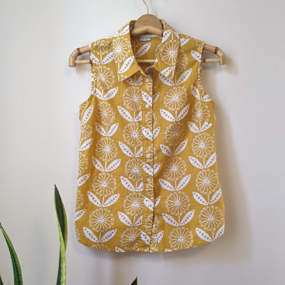Boden | Cotton Sleeveless Button-Down Yellow Sz 6P